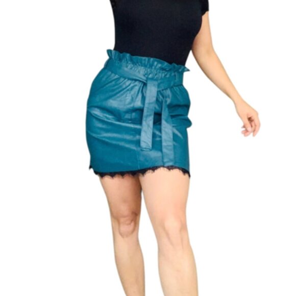 Made in Italy – Elegant Blue Faux Leather Skirt  Medium - Picture 1 of 12